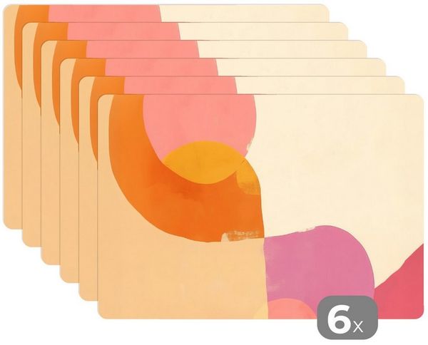 MuchoWow Platzset Formen - Abstrakt - Farbenfroh, (6-St), Platzsets, Tischset, Abwaschbar, Tischsets, Platzdeckchen