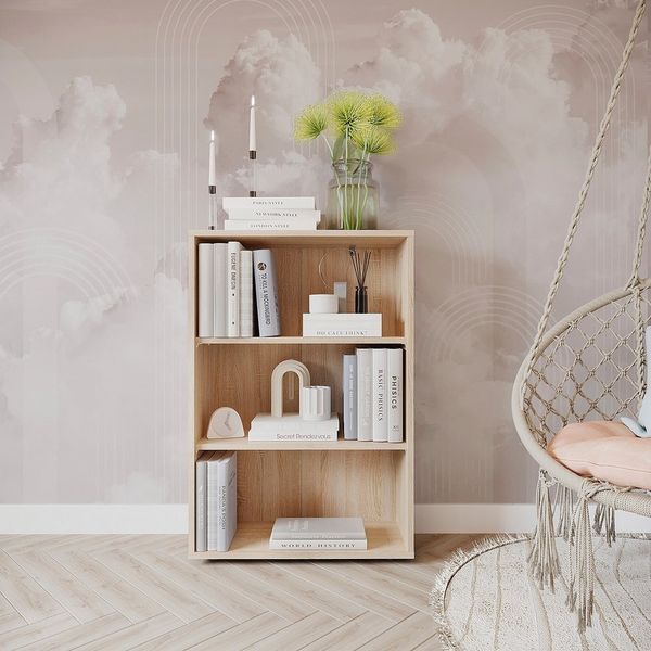 KOMTO Bücherregal Lumo 60 cm breit Regal mit 3, 4, 6 Ebenen und Höhenverstellbare Regale, Aufbewahrungsregal Bookshelf Weiß