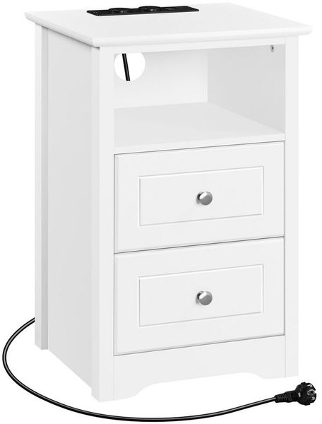 Yaheetech Nachttisch (1-St), Beistelltisch mit Steckdose & USB-Anschlüsse Nachtschrank, Weiß