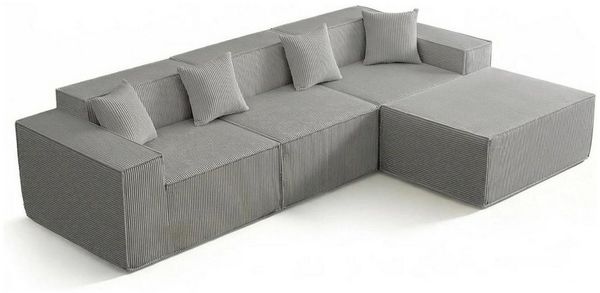 Happy Home Ecksofa Cord Ecksofa mit Schlaffunktion, 3-Sitzer, weich, ohne Holzrahmen