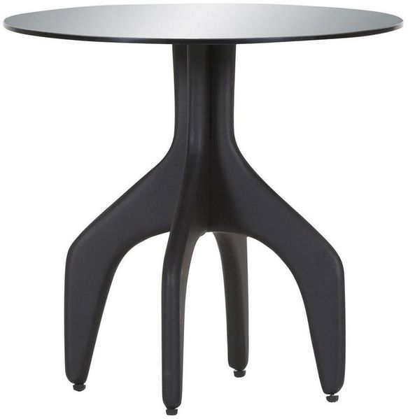 Gutmann Factory Beistelltisch MURPHY, Schwarz, Glas, Metallgestell, Getönt, mit Höhenausgleichsfüßen, Ø 50 x H 47 cm