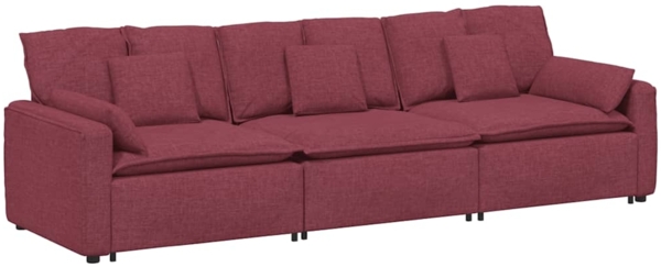 vidaXL Modulares Sofa mit Kissen Weinrot 3321090