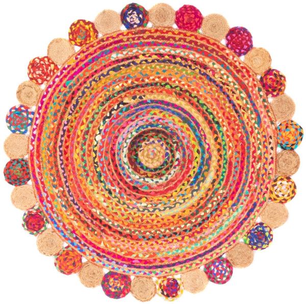 Juteteppich - Lerina 100 x 100 cm - mehrfarbig - rund