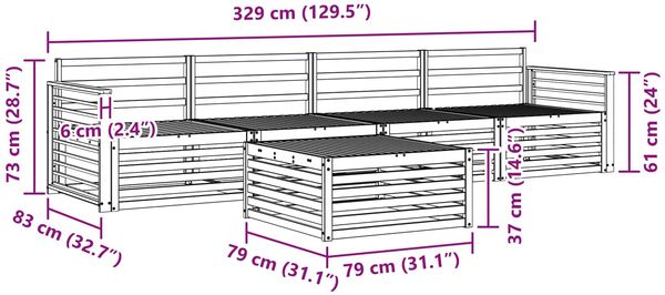 vidaXL Outdoor-Sofagarnitur 5 pcs Natur Massivholz Akazie 3372989 Bild 9