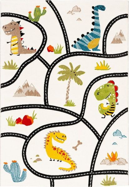 Pergamon Kinderteppich Kinder Teppich Maui Kids Dino Straßenteppich, Rechteckig, Höhe: 13 mm