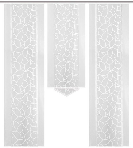 HOME WOHNIDEEN Schiebegardine 88334 3er-Set SCHIEBEGARDINEN Jacquard, weiß, 2x 245x57 + 1x 160x57 cm, Paneelwagen, halbtransparent, 100% Polyester
