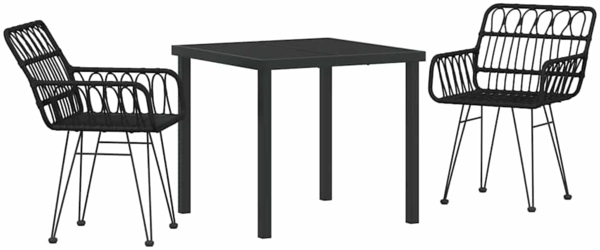 vidaXL Garten Essgruppe 3 pcs Schwarz Pulverbeschichteter Stahl 3379184