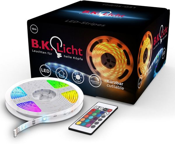 B.K.Licht LED-Streifen Lucilla, LED Band, RGB, Fernbedienung, selbstklebend, Farbwechsel, kürzbar