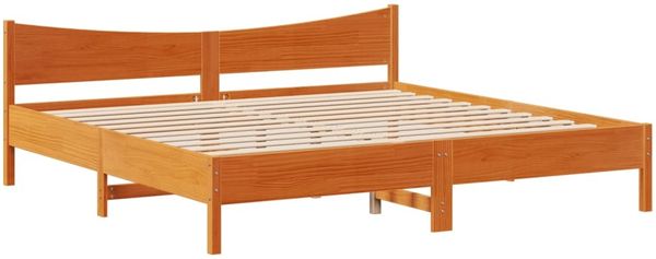 vidaXL Massivholzbett ohne Matratze Wachsbraun 180x200 Kiefernholz 3323292 Bild 5