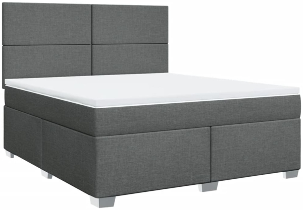 vidaXL Boxspringbett mit Matratze Dunkelgrau 180x200 cm Stoff 3290561