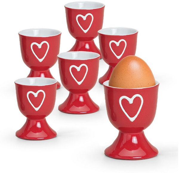 matches21 HOME & HOBBY Eierbecher, (6-tlg), Runde Keramik Ei-Halter als lustige Frühstücks-Eier Tisch-Deko