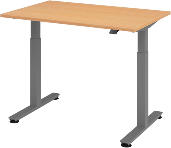 bümö elektrisch höhenverstellbarer Schreibtisch Buche 120x80 cm, Gestell: Graphit - Büroschreibtisch höhenverstellbar elektrisch, elektrischer Bürotisch & Gaming Tisch, Stehschreibtisch, XMST-12-6-G