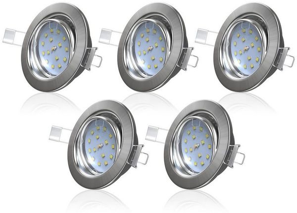 B.K.Licht LED Einbaustrahler 5er-10er Set Einbauleuchten decke flach schwenkbar 5W - BKL1109_1574, LED fest integriert, 3.000K - Warmweiß, Deckenspots 230V Silber Matt 86mm Wohnzimmer Bad