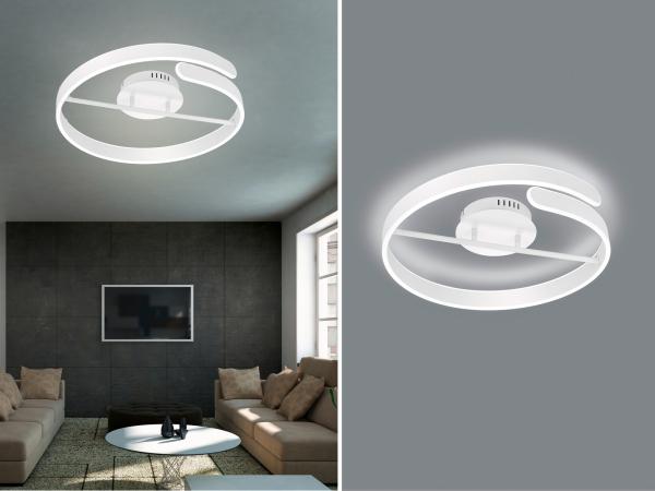 LED Deckenleuchte PARMA Metall Weiß matt 3 Stufen Dimmer Ring Ø50cm