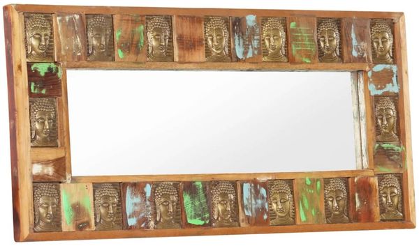 vidaXL Spiegel mit Buddha-Verzierung 110x50 cm Recyceltes Massivholz 321816