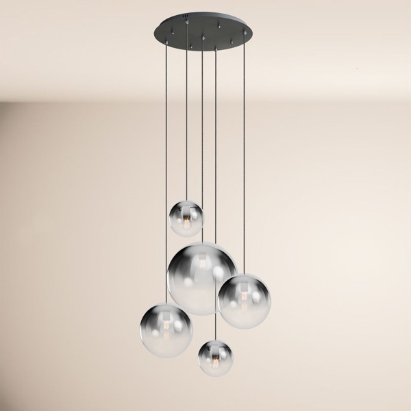 s.luce Orb 5-flammige Galerielampe Modular Rauch Verlauf, Schwarz