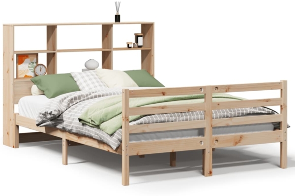 vidaXL Massivholzbett mit Regal ohne Matratze 140x190 cm Kiefernholz 3321891