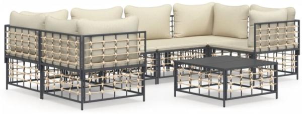 vidaXL 7-tlg. Garten-Lounge-Set mit Kissen Anthrazit Poly Rattan 3186798 Bild 5