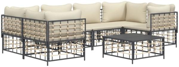 vidaXL 7-tlg. Garten-Lounge-Set mit Kissen Anthrazit Poly Rattan 3186798 Bild 4