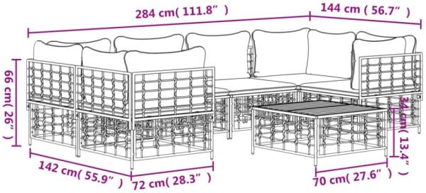 vidaXL 7-tlg. Garten-Lounge-Set mit Kissen Anthrazit Poly Rattan 3186798 Bild 8