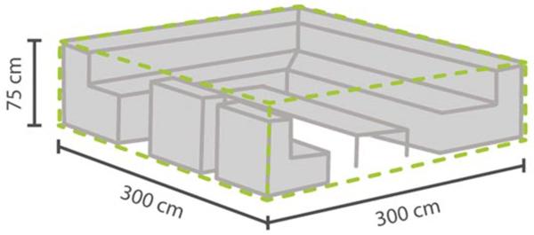 Perel Wetterfeste Schutzhülle Abdeckung für eckiges Garten Lounge Set, 300x300x75cm