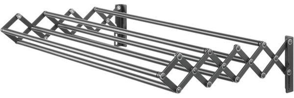 mDesign Wäscheständer Wäscheleine Wandmontage ausziehbar Metall Dunkelgrau