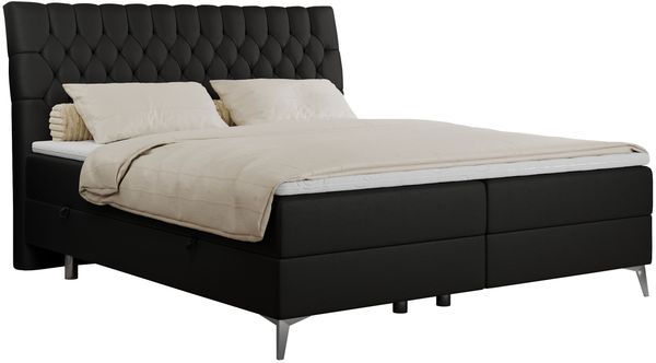 Boxspringbett mit 2 Bettkästen Matratze und Topper - MILEN - 200x200cm - Schwarz Kunstleder - H3 Bild 3