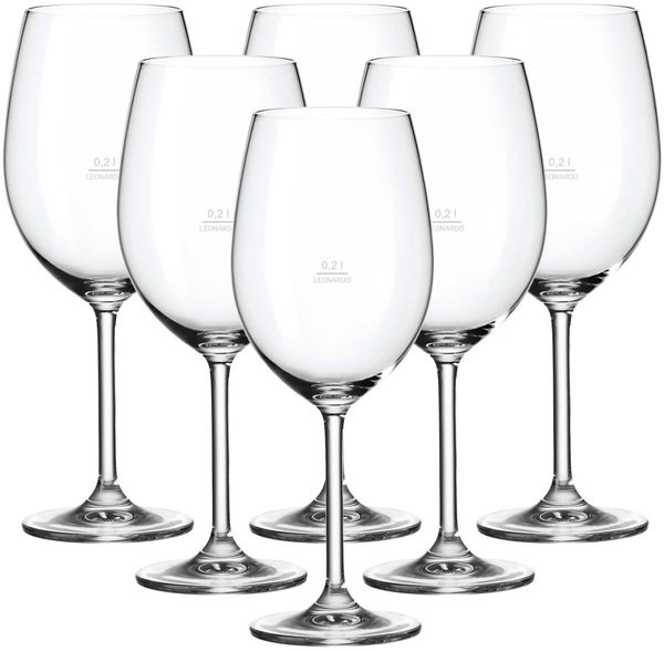 Leonardo DAILY Rotweinglas 0,2 l geeicht 6er Set "Gastro-Edition"