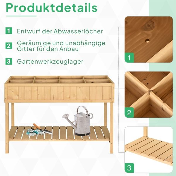 Kommode 110x46x76 cm, massives Tannenholz – Hochbeet/Pflanztisch mit 8 Fächern und Abfluss Bild 6