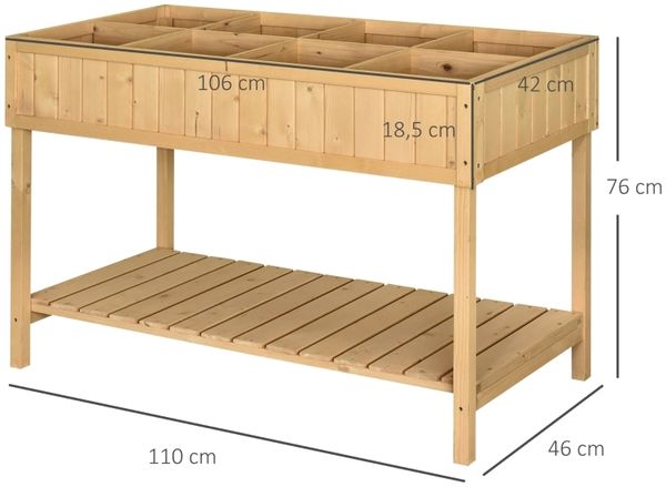 Kommode 110x46x76 cm, massives Tannenholz – Hochbeet/Pflanztisch mit 8 Fächern und Abfluss Bild 3
