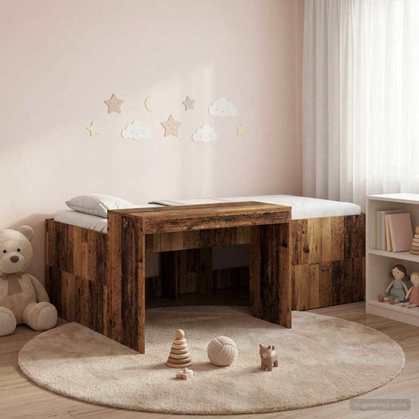vidaXL Hochbett mit Schreibtisch für Kinder Altholz 98,5 x 200 cm 3422665