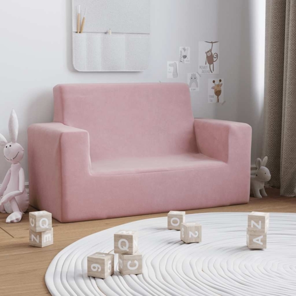 vidaXL Kindersofa 2-Sitzer Rosa Weich Plüsch 4104801