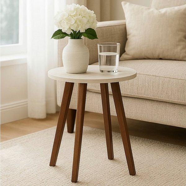 Koopman Beistelltisch Sofatisch Couchtisch Kaffeetisch 38x35cm Vierbeiner (Stück, 1-St, Packung), Oberfläche funiert, 4 Standbeine, Steinoptik, Standsicher, Holz