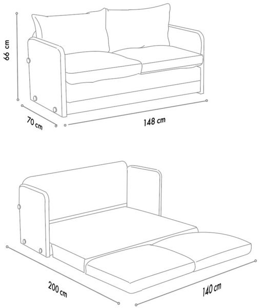 2-Sitzer-Schlafsofa, 'Saga', 66 x 70 x 148, Grün Bild 10