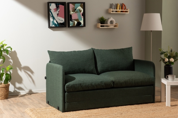 2-Sitzer-Schlafsofa, 'Saga', 66 x 70 x 148, Grün Bild 2