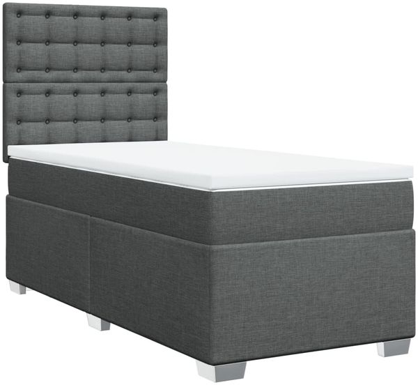 vidaXL Boxspringbett mit Matratze Dunkelgrau 90x200 cm Stoff 3292686 Bild 3