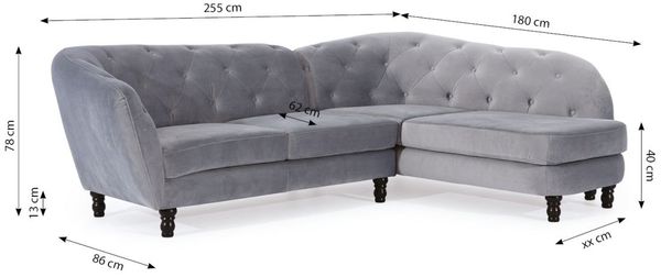 Ecksofa inkl. Hocker CHARLOTTE in Stoff Matt Velvet Beige Ottomane Links Bild 3