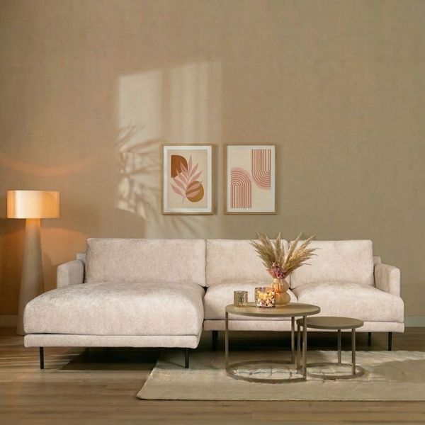 Bronx71 Ecksofa Denver Chenille weiß/beige links