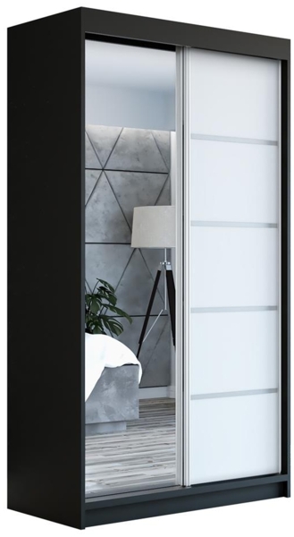 Schwebetürenschrank GAP 2-türig Schrank 120 cm (mit Spiegel) Farbe: Schwarz, weiß