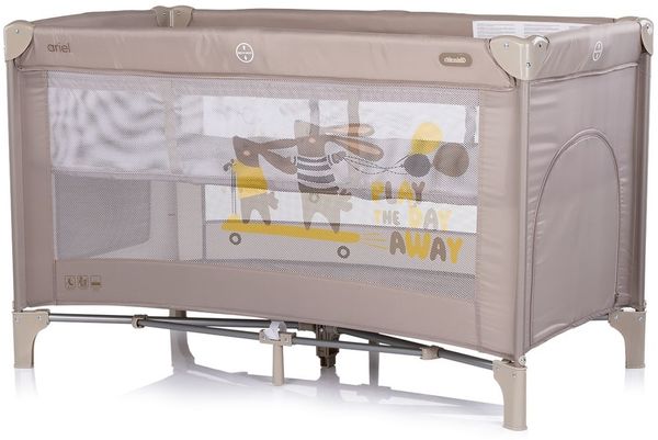 Chipolino Reisebett Ariel, 2 Ebenen, Tragetasche, Seiteneingang, Seitentasche beige/braun