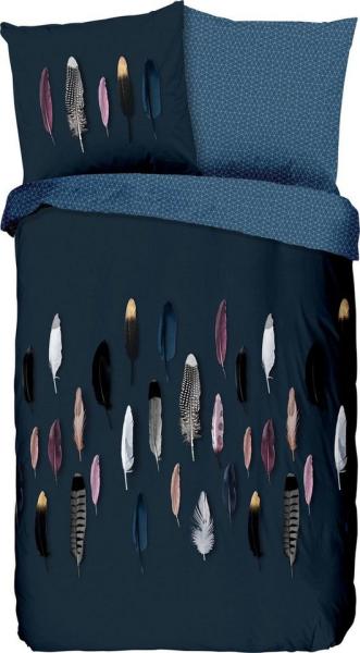 good morning Renforcé Bettwäsche 2 teilig Bettbezug 135x200 cm Kopfkissenbezug 80x80 cm Feathers 6659.20.08 Blue