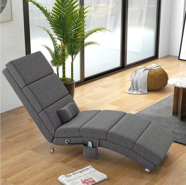 HOMCOM Massagesessel Relaxliege mit Massagefunktion elektrisch (Loungesessel, 1-St, Fernsehsessel), mit 5 Modi, Kissen, Dunkelgrau