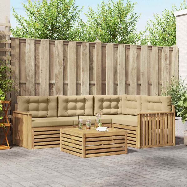 vidaXL Outdoor-Sofagarnitur 5 pcs Weiß und Beige 79 x 79 x 37 cm 3390443