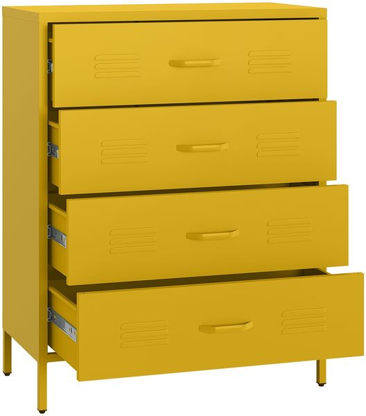 skølm 'Atria' Metallkommode, senfgelb, 100x40x80 cm, Metallschrank mit 4 Schubladen Bild 2