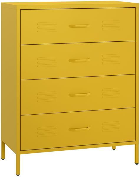skølm 'Atria' Metallkommode, senfgelb, 100x40x80 cm, Metallschrank mit 4 Schubladen Bild 9