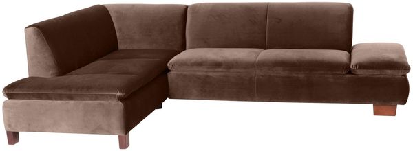 Ecksofa mit Ottomane links Kaye Bezug Samtvelours Buche nussbaum dunkel / braun 23086