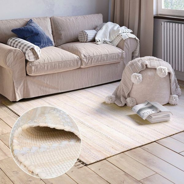 Myflair Möbel & Accessoires Teppich Sharon, rechteckig, Höhe: 10 mm, Flachgewebe, Fleckerl, 90% Baumwolle, handgewebt, mit Fransen