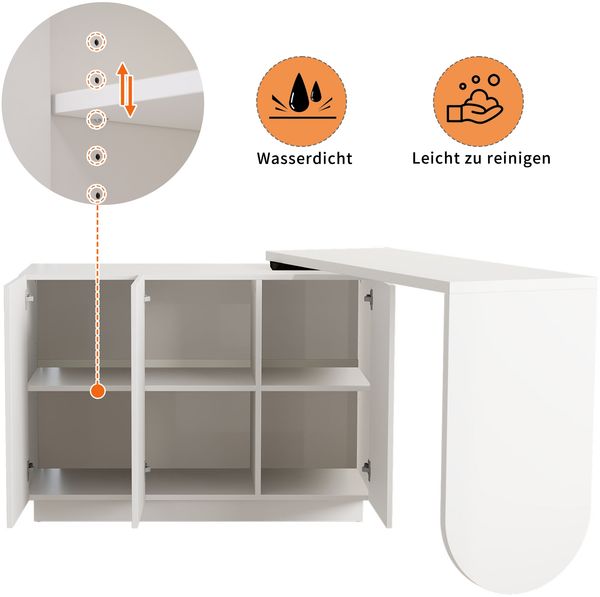 Schreibtisch 75x110x40 cm, 360° drehbar, klappbar, MDF, weiß Bild 7