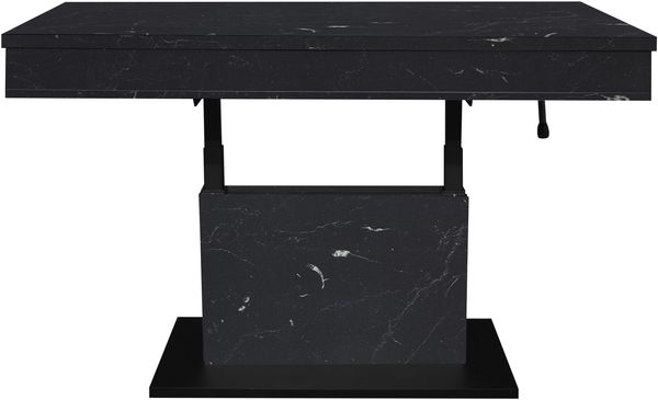 Couchtisch >Lift< verstellbar, keramik optik schwarz / schwarz - 110x58/77x60cm (BxHxT)