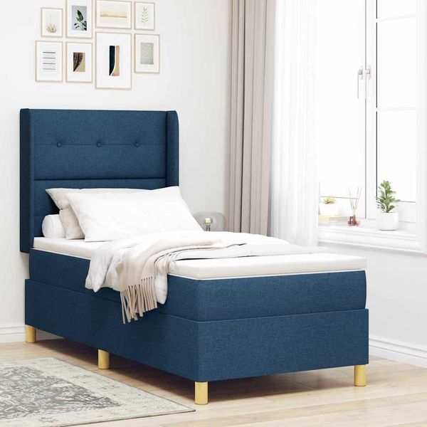 vidaXL Boxspringbett mit Kopfteil Blau 80 x 200 cm Stoff 3341804